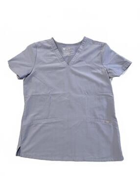 FIGS Scrub Top Women’s Small Blue V Neck Technical Collection Stretch Medical